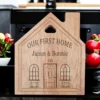 Apollo Homeware - House Shaped Chopping Board, Personalised with Name's and House No.