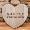 Engraved personalised wooden heart shaped chopping board