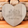 Engraved personalised wooden heart shaped chopping board