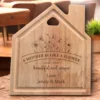 Personalised House Shaped Chopping Board, Flowers & Message