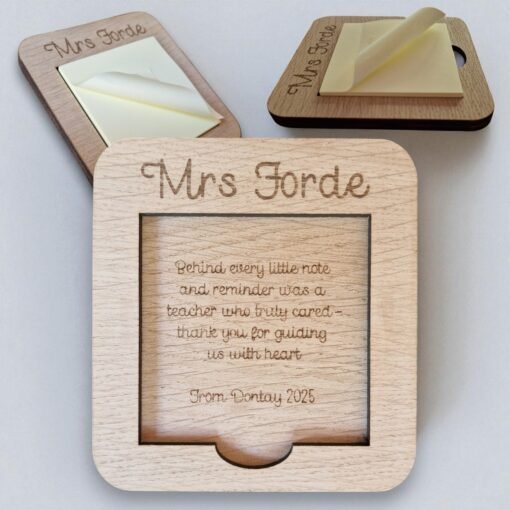 Personalised Oak Veneer Sticky Notepad Holder