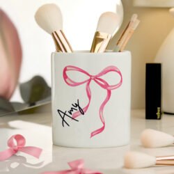 Personalised Bow Make Up Brush Holder → Custom Makeup Brush Holder Gift for Her